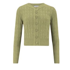 NWT Sandra Textured Diamond Knit Cardigan in Sage Green